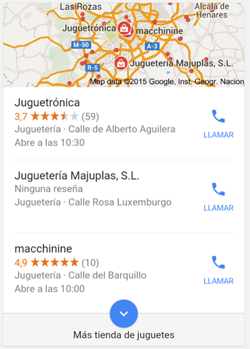 resultados locales en dispositivos móviles