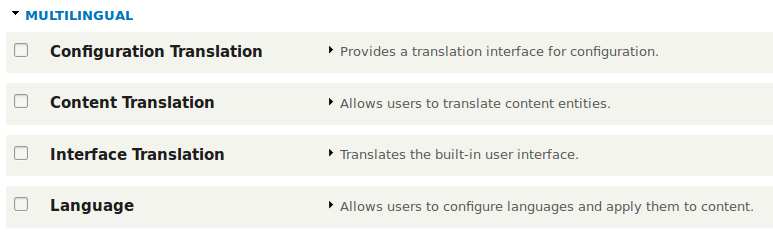 Modulos multilingue