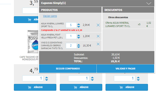 Usabilidad del carrito en Simply