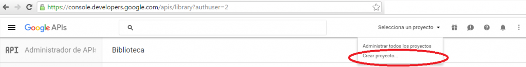 Crear un proyecto en la Consola de desarrolladores de Google