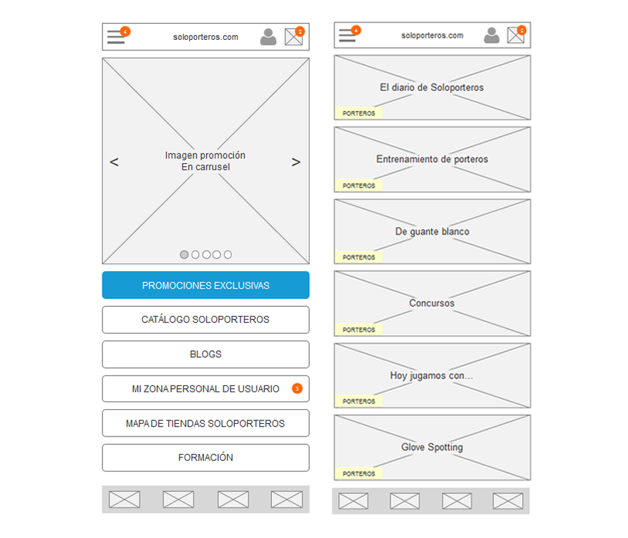 wireframes app futbolemotion