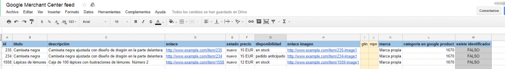 Utilizando la plantilla de Google Spreadsheet