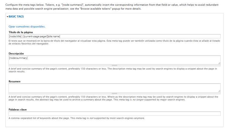 metatags en Drupal