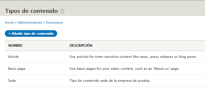 tipos contenido drupal