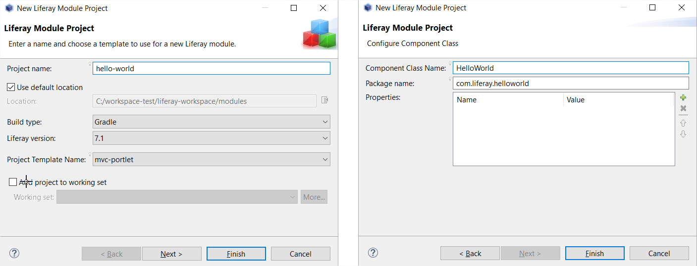 Configuración del Liferay Developer Studio: módulo OSGi