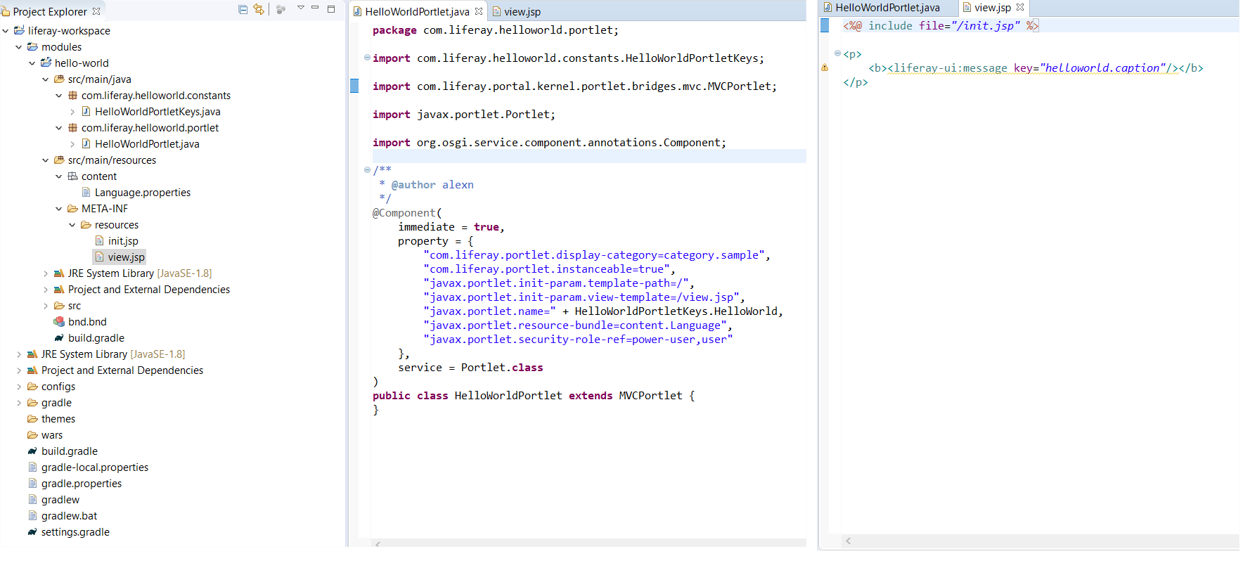 Configuración del Liferay Developer Studio: plantilla mvc portlet