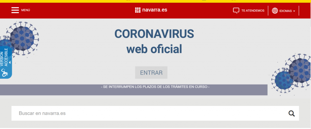 Web Oficial Coronavirus del Gobierno de Navarra