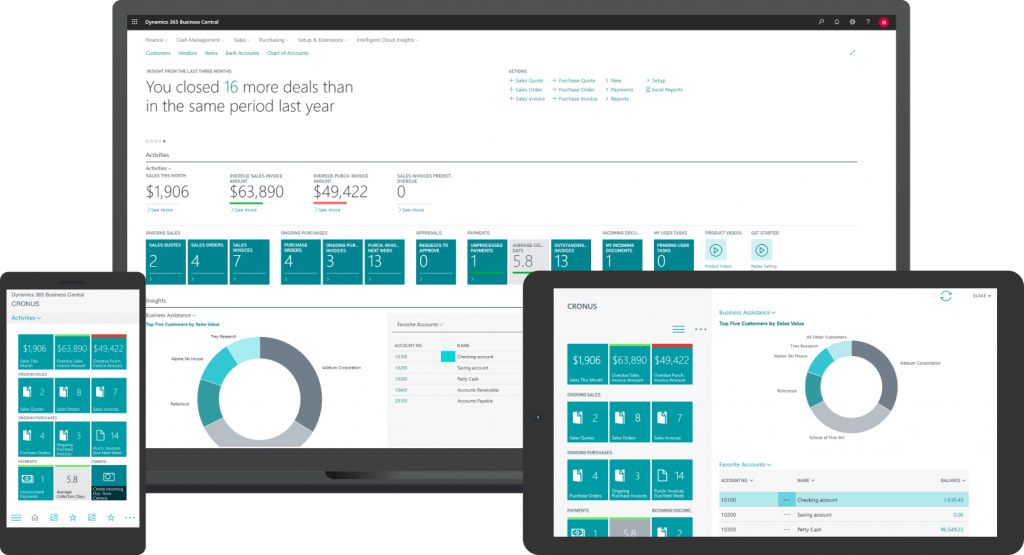 Panel Microsoft Dynamics Business Central 