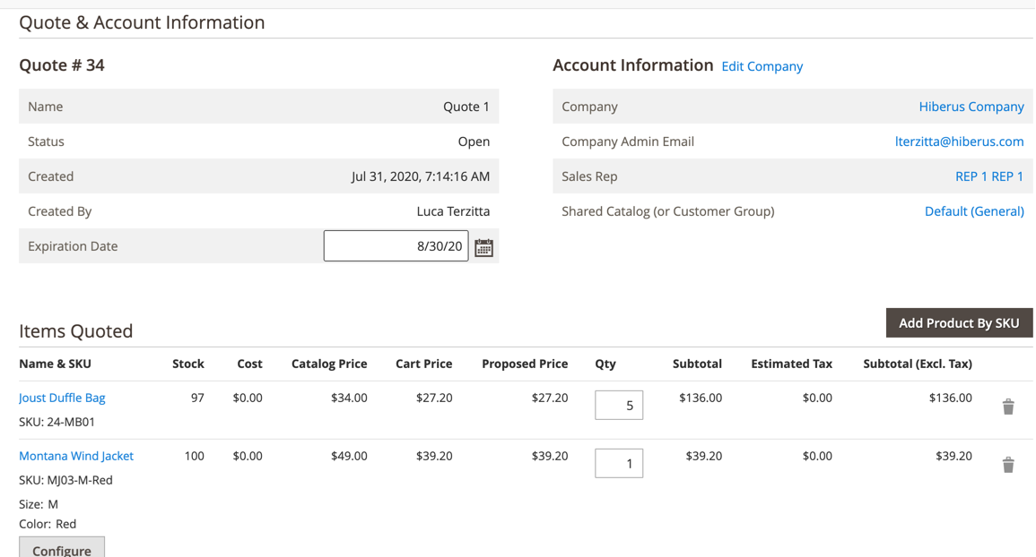 Magento Commerce B2B Modificar Presupuestos