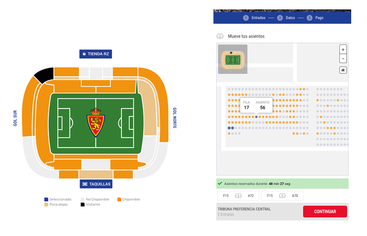 Selección de asiento entradas