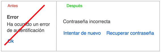 Ux Writting Error de contraseña