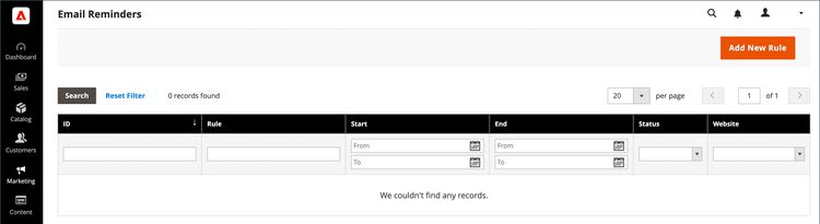 Recordatorios de correo Magento Adobe Commerce