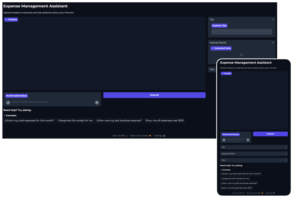 User interface after rendering